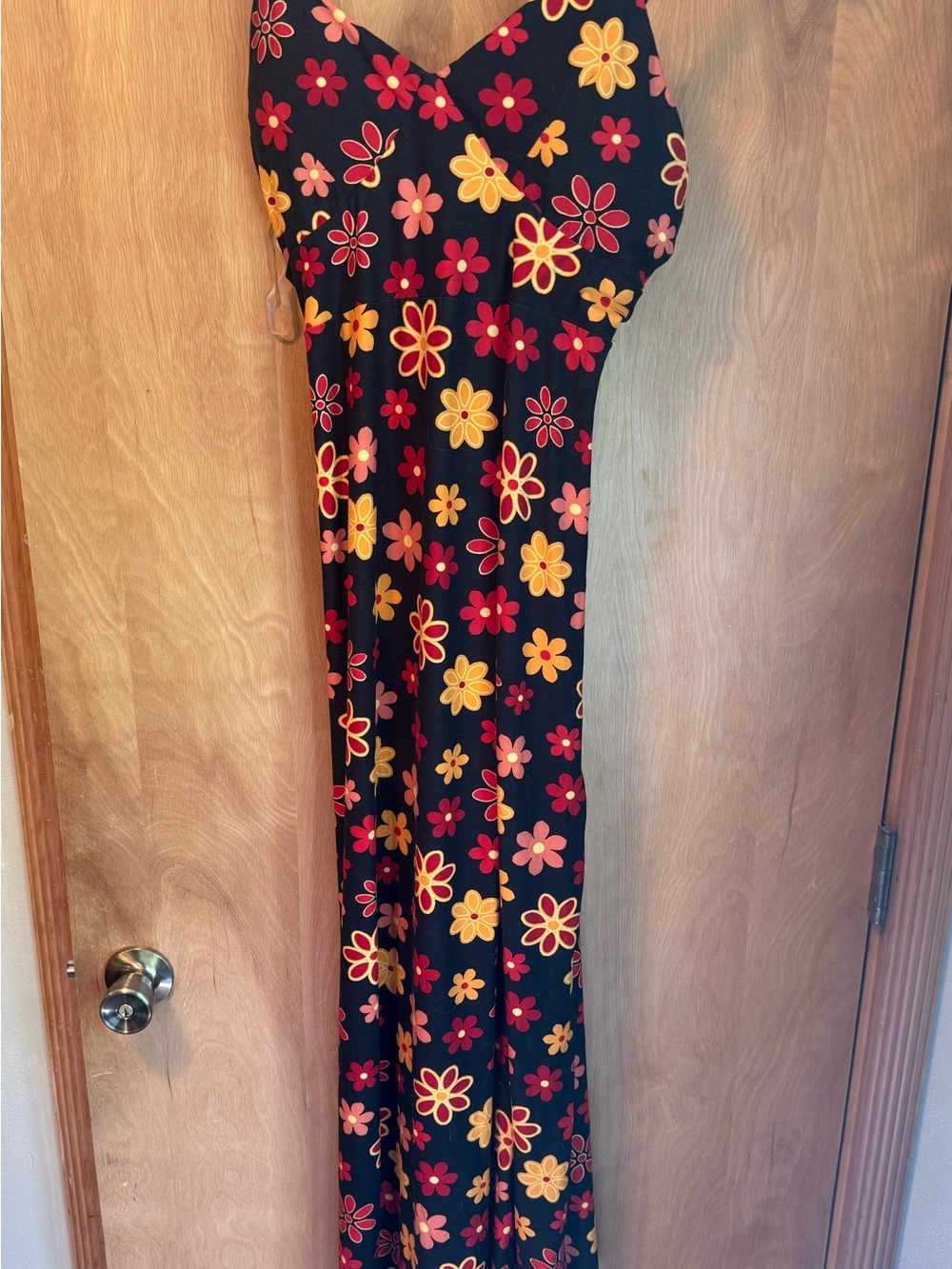 J for Justify Black Maxi Dress with Red and Yellow Floral Print